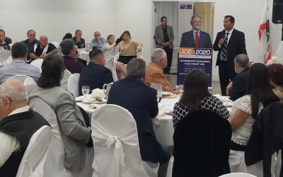 California District 32 Congressional Candidate Meshal Kashifalghita Addresses the Crowd at a Fundraiser to benefit Joe Baghdadlian for Pasadena City Council.